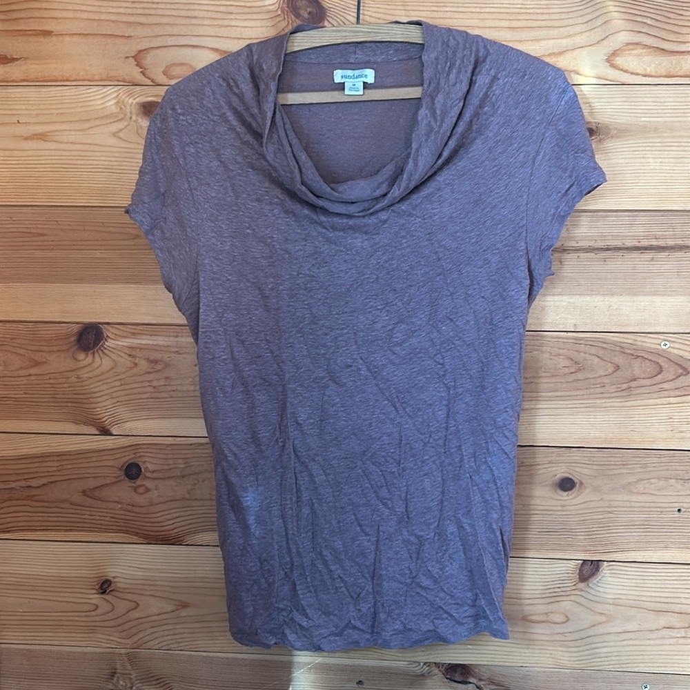 Sundance 100%linen purple short sleeve shirt